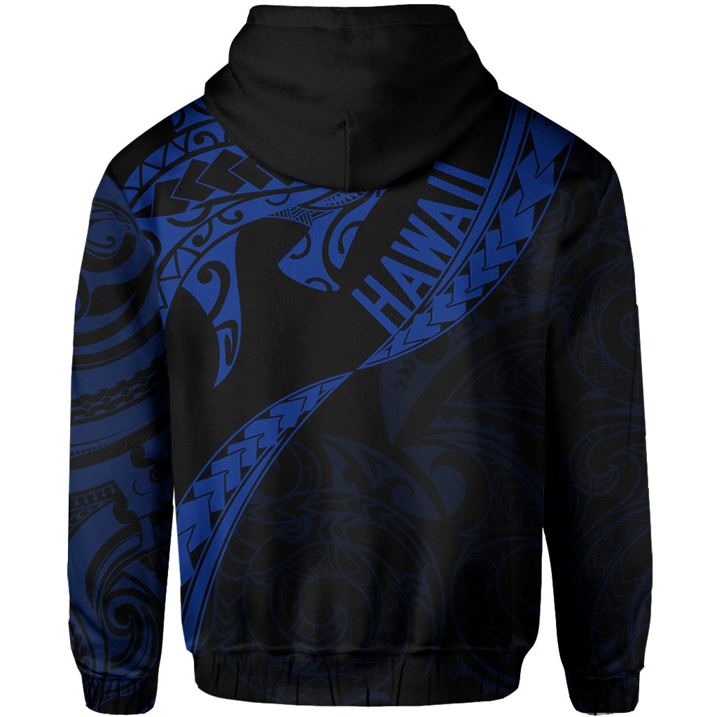 Hawaiian Kanaka Hoodie Mano Kihikihi Blue - Polynesian Pride