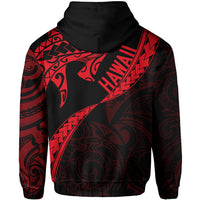 Hawaiian Kanaka Hoodie (Zipper) Mano Kihikihi Red - Polynesian Pride