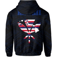 Hawaiian Kanaka Hoodie (Zipper) Heart Tattoo Blue - Polynesian Pride