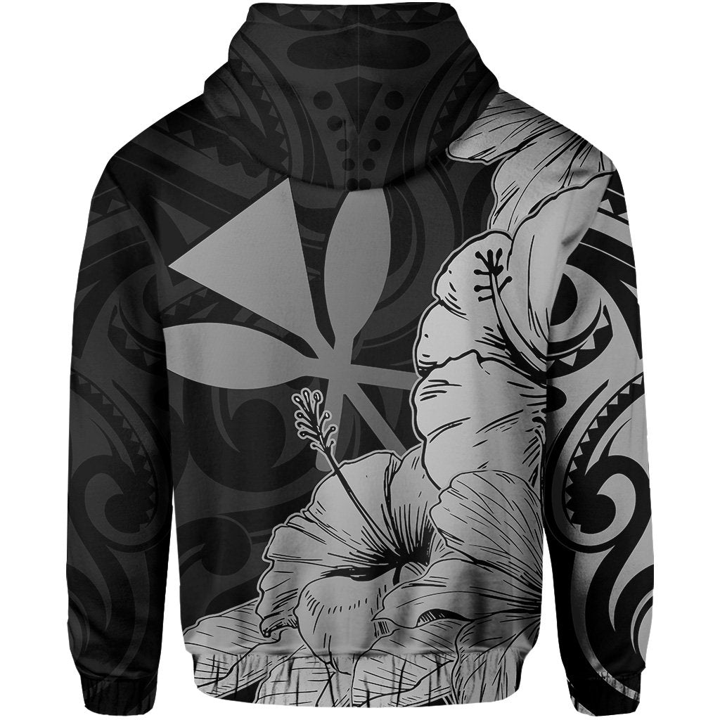 Hawaii Turtle Hoodie (Zipper) Polynesian Hibiscus Art Ver 2.0 Gray - Polynesian Pride