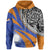 Marshall Islands Polynesian Zip up Hoodie Floral Pattern Unisex BLUE ORANGE - Polynesian Pride