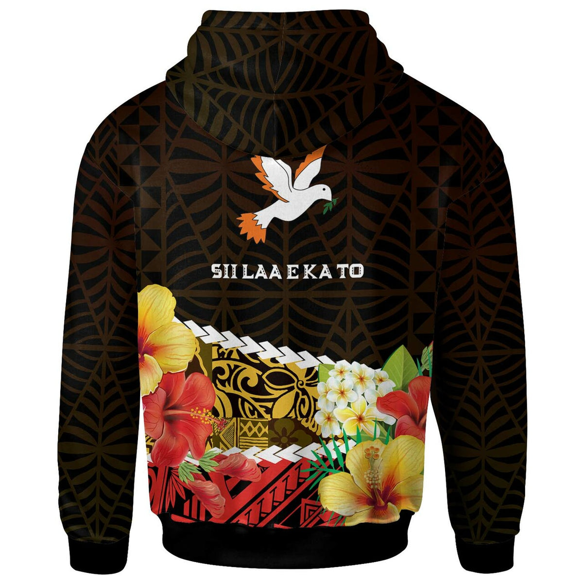 Tonga Custom Hoodie Tailulu College Polynesian with Flower and Tonga Pattern LT10 - Polynesian Pride