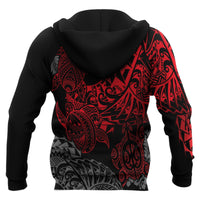 Tonga Polynesian Hoodie Red Turtle Flowing - Polynesian Pride