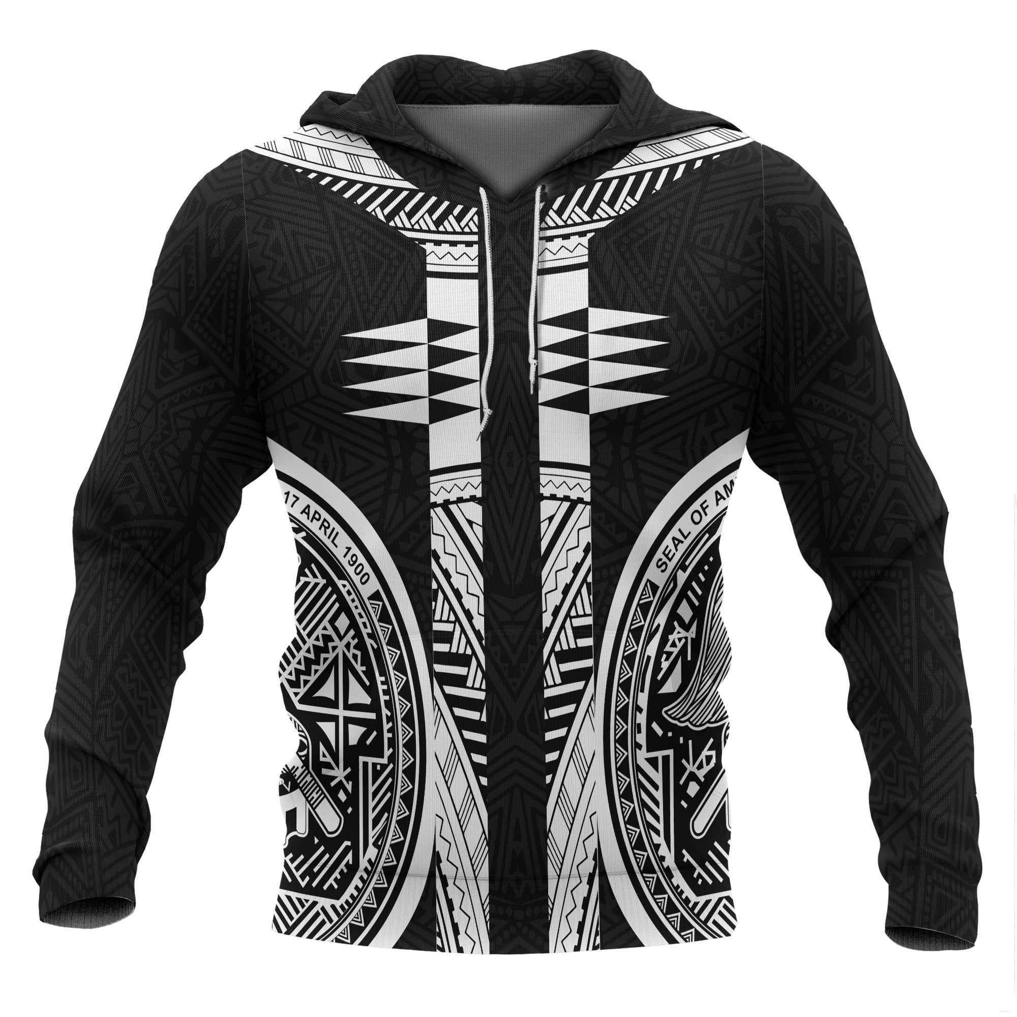 American Samoa Polynesian Hoodie Black rmor Tattoo Unisex Black - Polynesian Pride