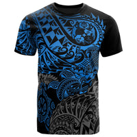 Tonga Polynesian T Shirt Tonga Coat of Arms Blue Turtle Flowing Unisex Blue - Polynesian Pride
