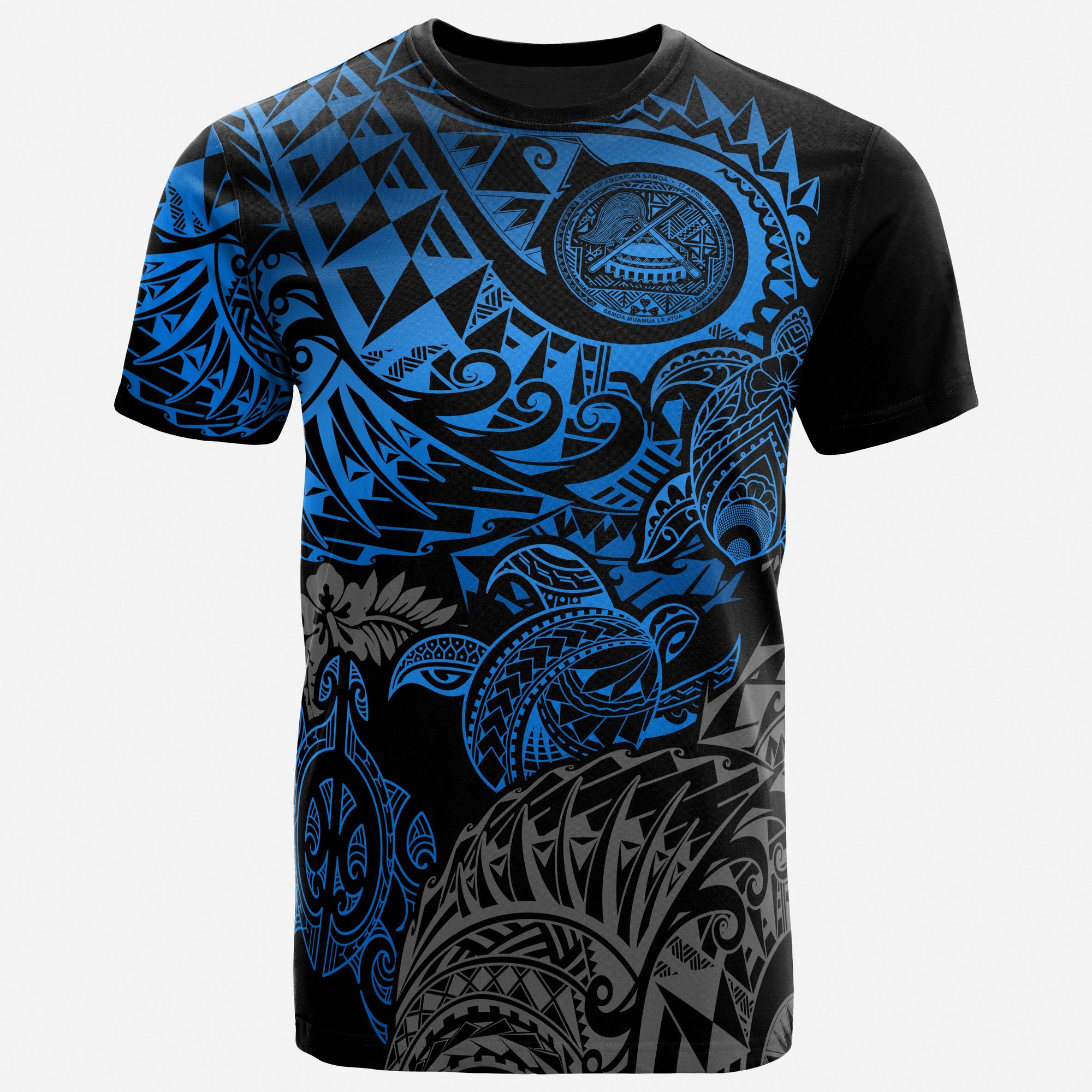 American Samoa T Shirt American Samoan Seal Polynesian Blue Turtle Tattoo Unisex Blue - Polynesian Pride