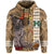Polynesian Warrior Helmet Football Kanaka Kakau Hawaii Zip Hoodie Gold - Polynesian Pride
