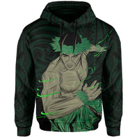 Polynesian Hula Man Helmet Hawaii Hoodie Green - Polynesian Pride