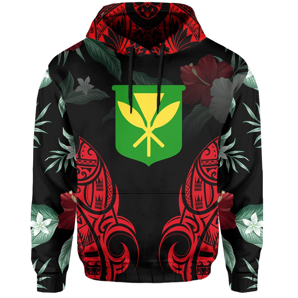 Polynesian Tropic Kanaka Maoli Hibiscus Hawaii Hoodie Red - Polynesian Pride