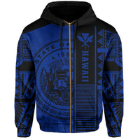 Polynesian Seal of Hawaii Zip Hoodie Blue NRP Style - Polynesian Pride