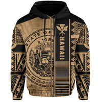 Polynesian Seal of Hawaii Zip Hoodie Gold NRP Style - Polynesian Pride