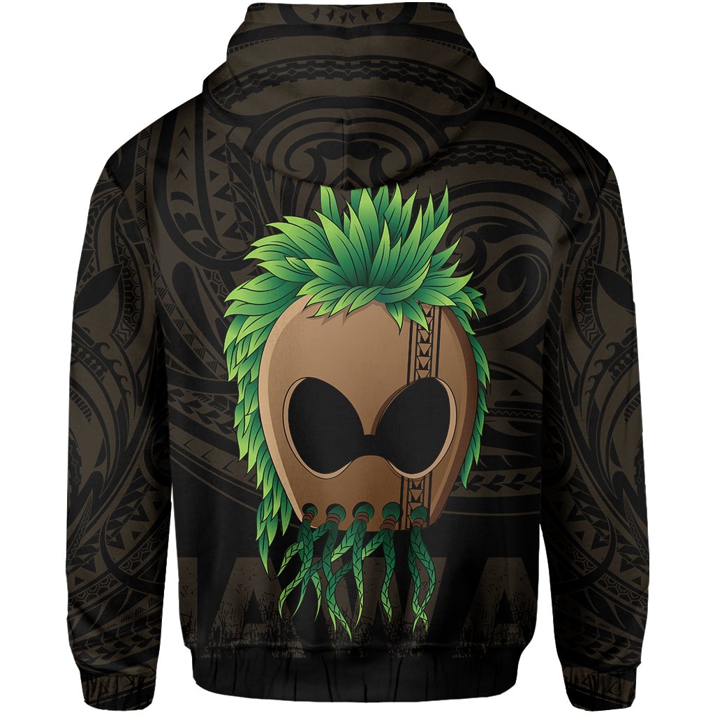 Polynesian Hula Man Helmet Hawaii Zip Hoodie Gold - Polynesian Pride