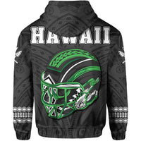Polynesian Warrior Helmet Football Kanaka Kakau Hawaii Zip Hoodie Gray - Polynesian Pride