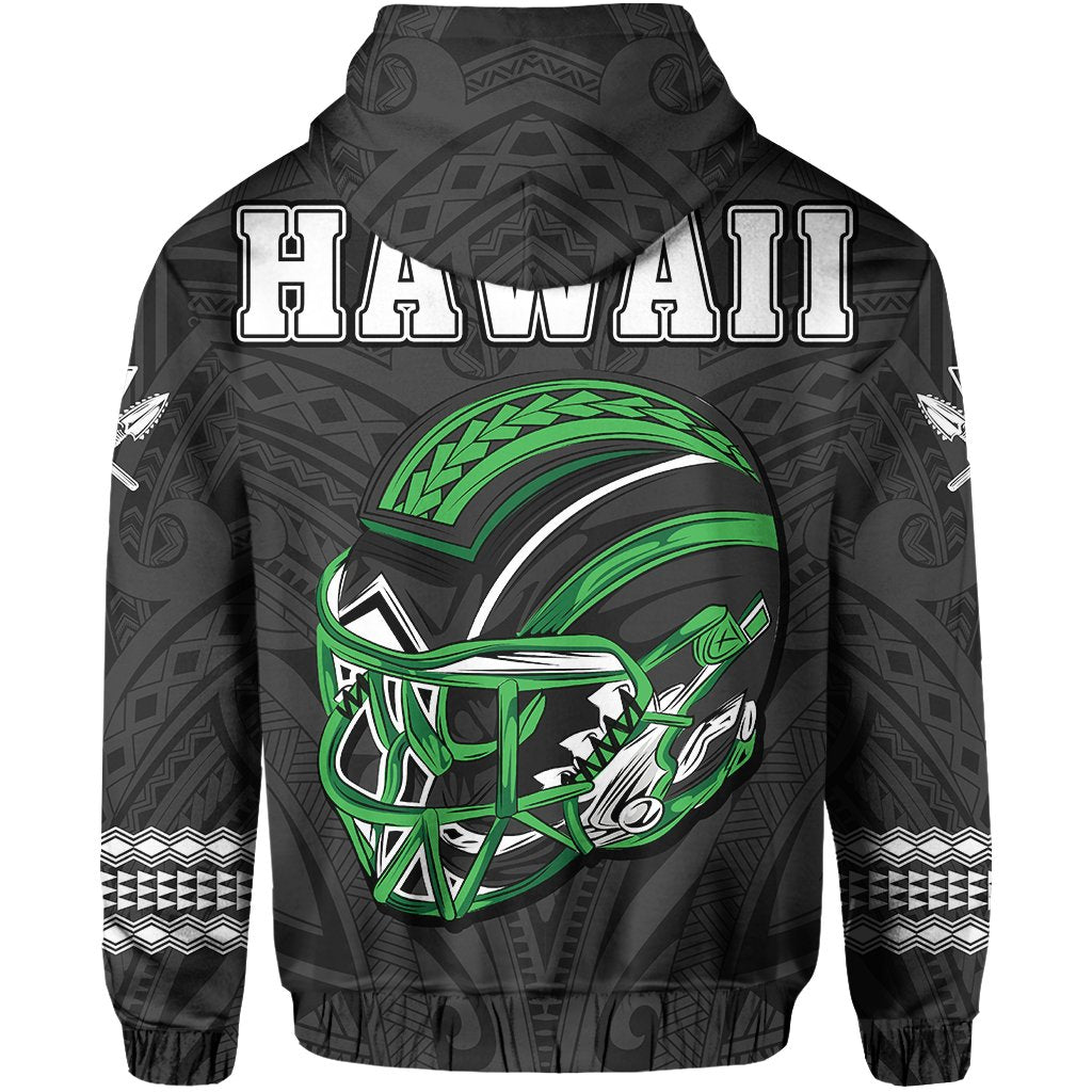 Polynesian Warrior Helmet Football Kanaka Kakau Hawaii Hoodie Gray - Polynesian Pride