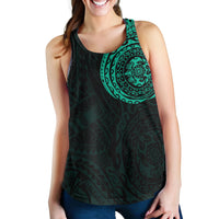 Polynesian Women Racerback Tank - Polynesian Tattoo Style Version 2 Turquoise - Polynesian Pride