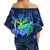 Hawaii Turtle Hibiscus Polynesian Off Shoulder Waist Wrap Top - Jade Stone - AH - Polynesian Pride