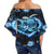 Hawaii Turtle Couple Hibiscus Off Shoulder Waist Wrap Top - Love Turtle - AH Female Blue - Polynesian Pride