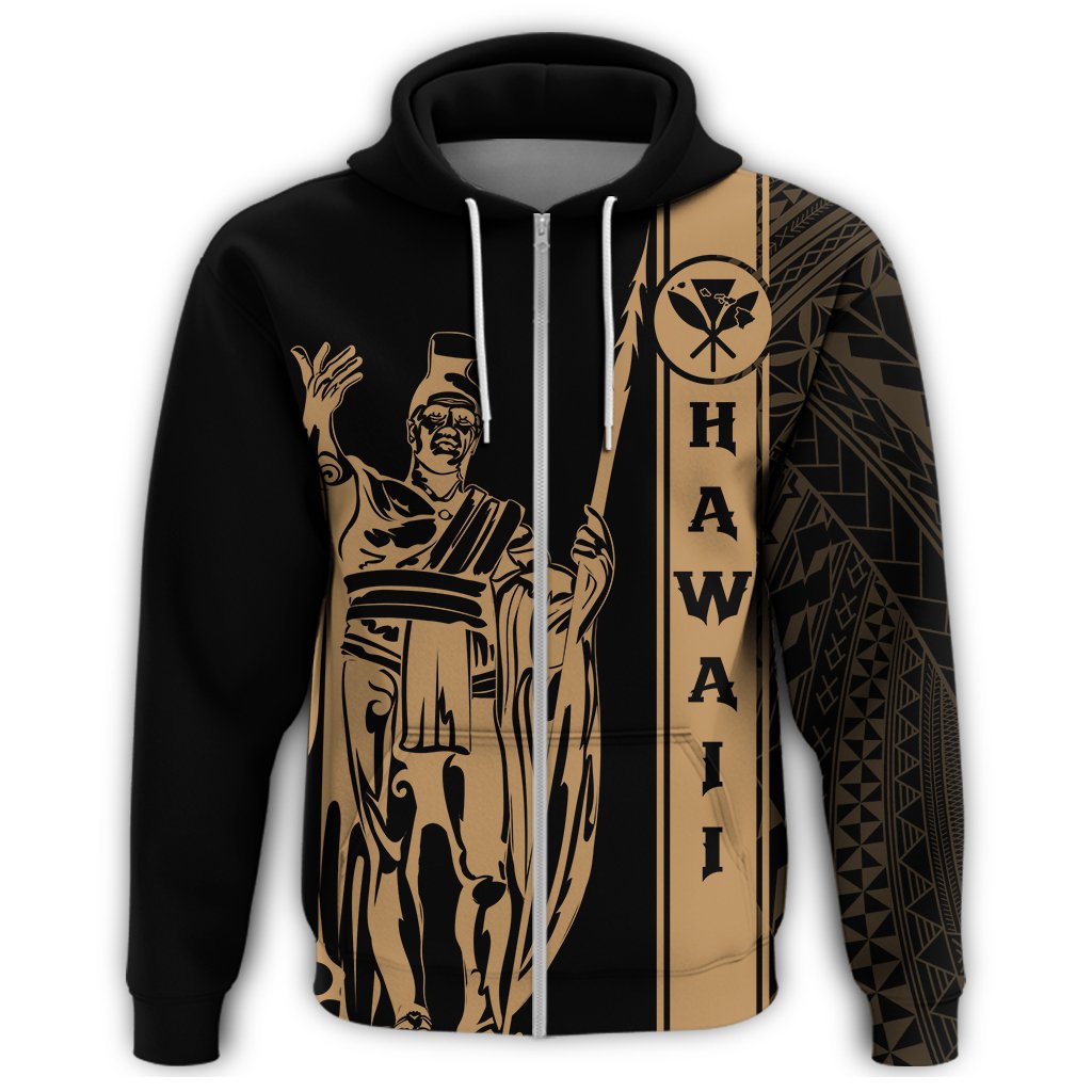 Kanaka Map King Gold Zipper Hoodie Edgar Style - Polynesian Pride