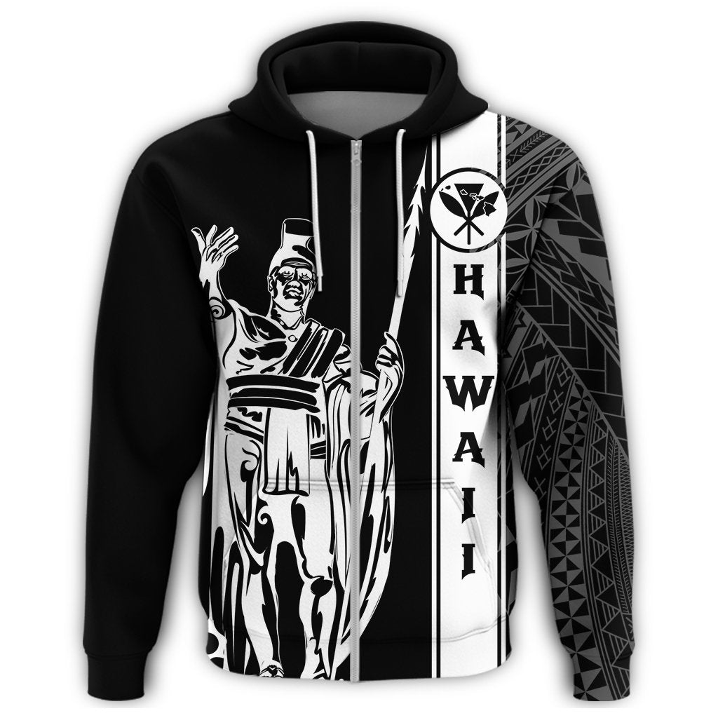 Kanaka Map King White Zipper Hoodie Edgar Style - Polynesian Pride