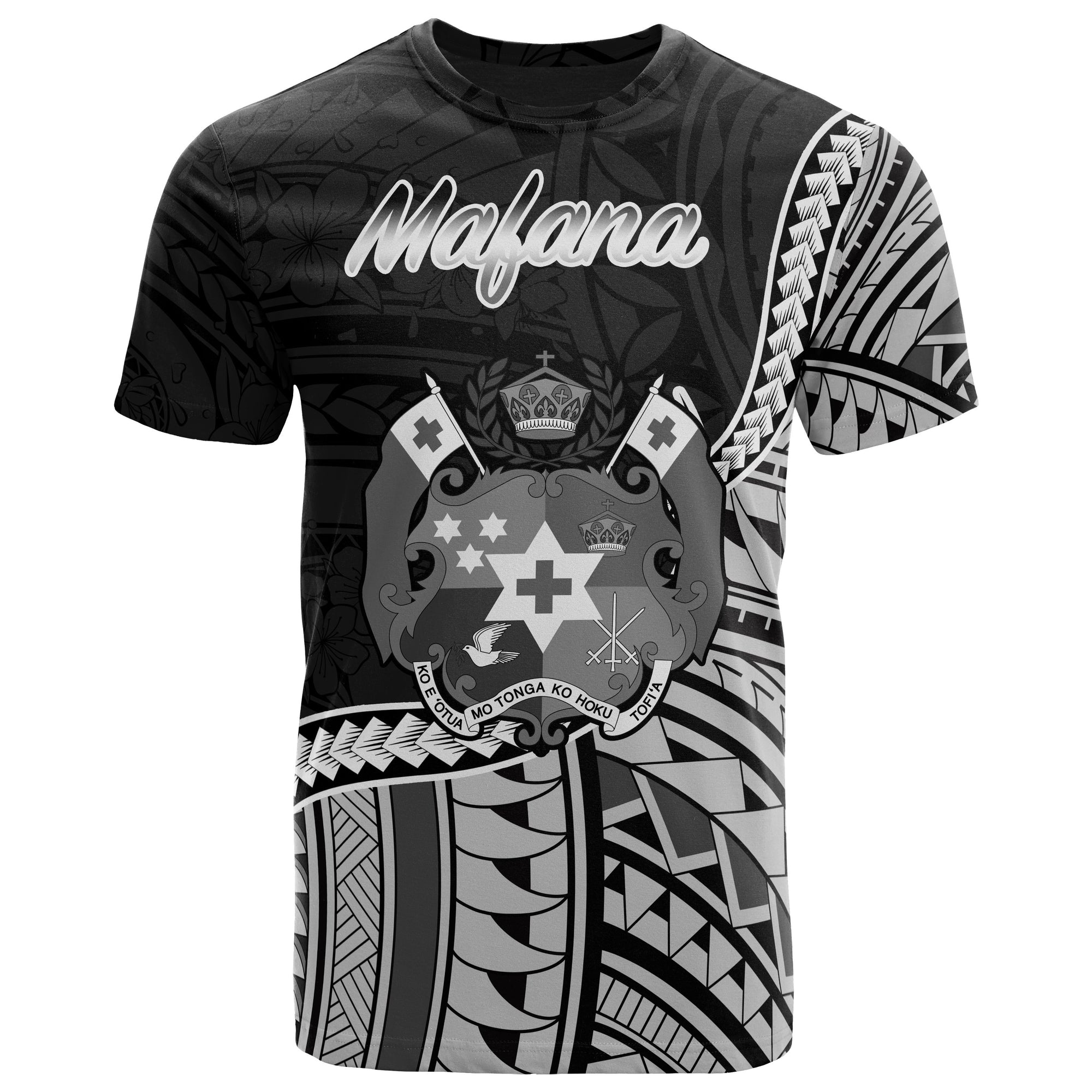 Tonga T Shirt Mafana Polynesian Patterns Unisex Black - Polynesian Pride