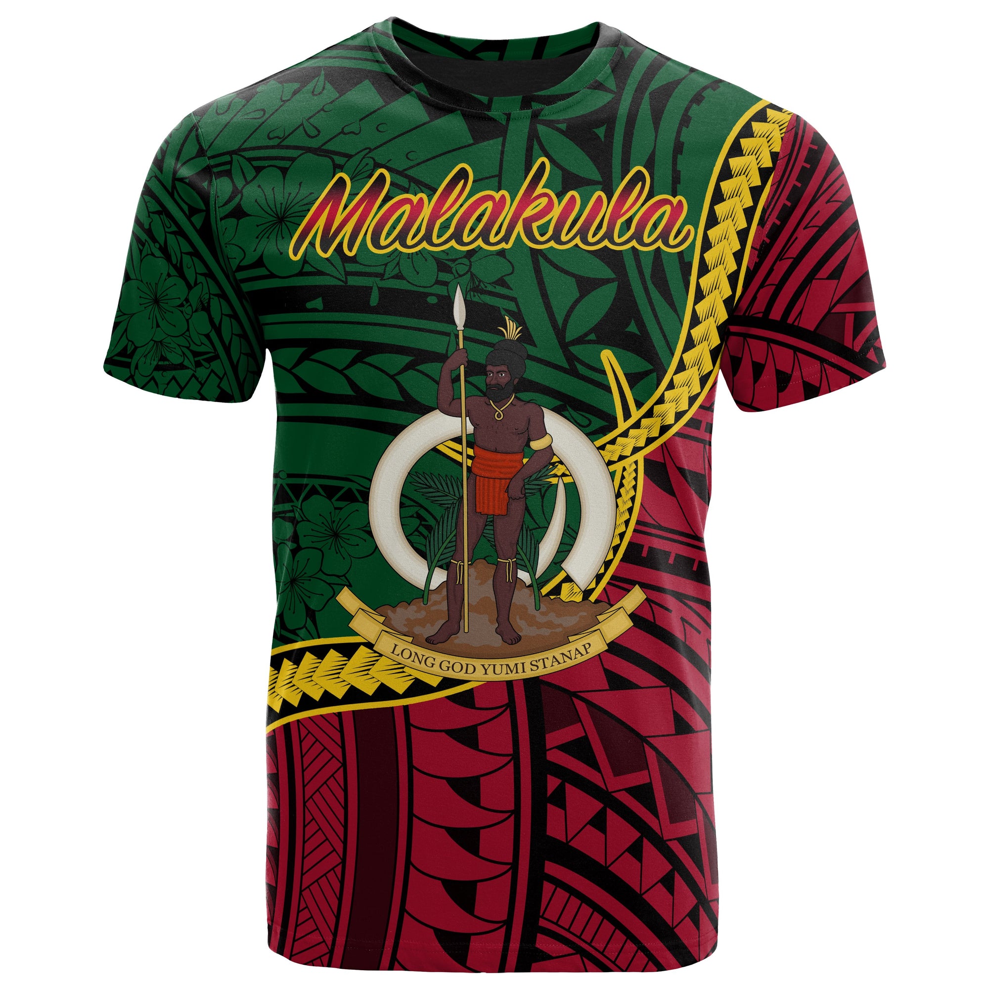 Vanuatu T Shirt Malakula Seal of Vanuatu Polynesian Patterns Unisex Green - Polynesian Pride