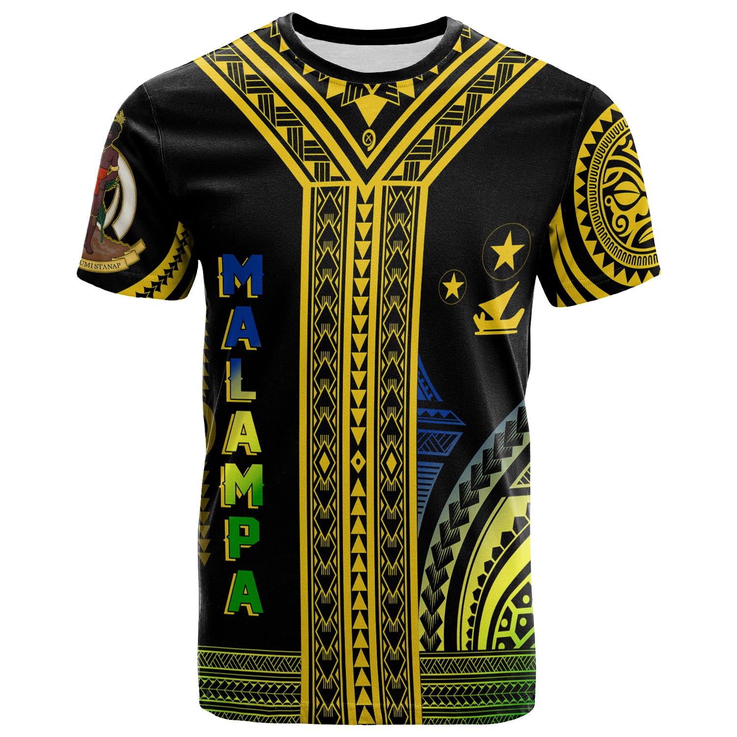 Custom Vanuatu Malampa Province T Shirt Unique Black & Gold LT7 Unisex Black - Polynesian Pride