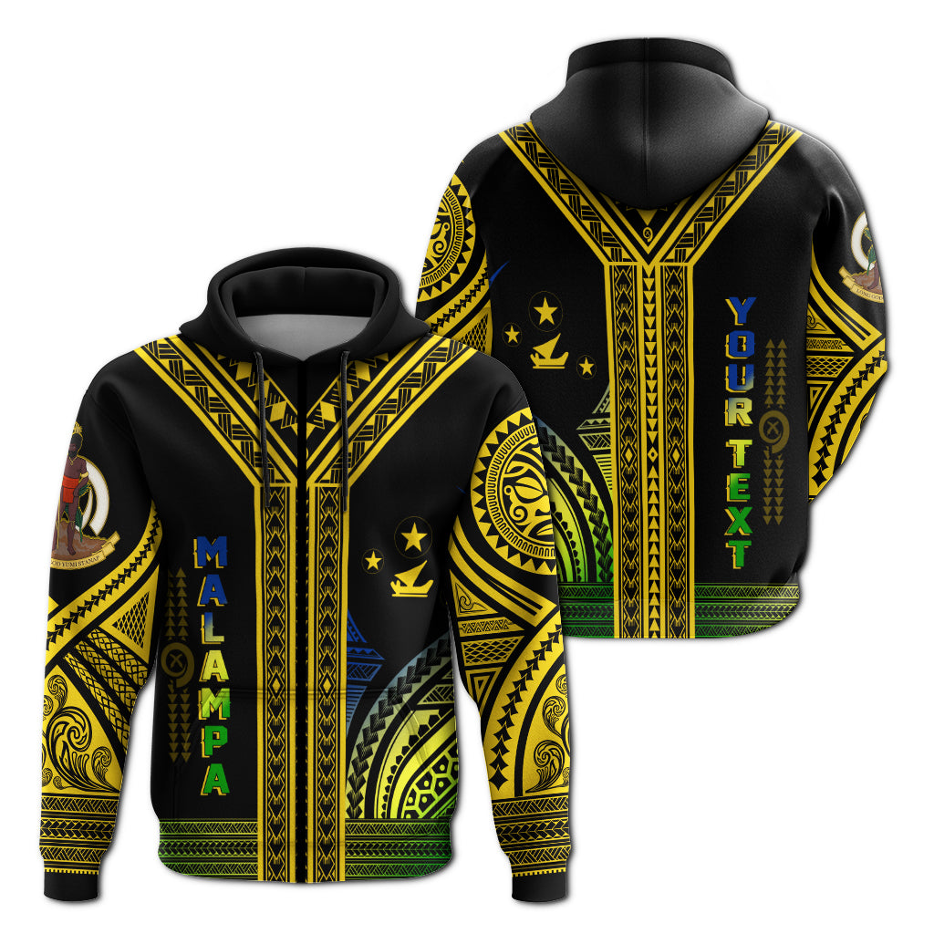 Custom Vanuatu Malampa Province Zip up Hoodie Unique Black & Gold LT7 - Polynesian Pride