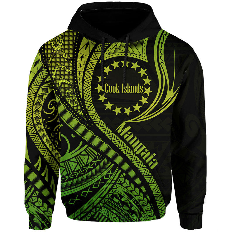 Mangaia Cook Islands Hoodie Green Polynesian Wave Style LT9 Hoodie Green - Polynesian Pride
