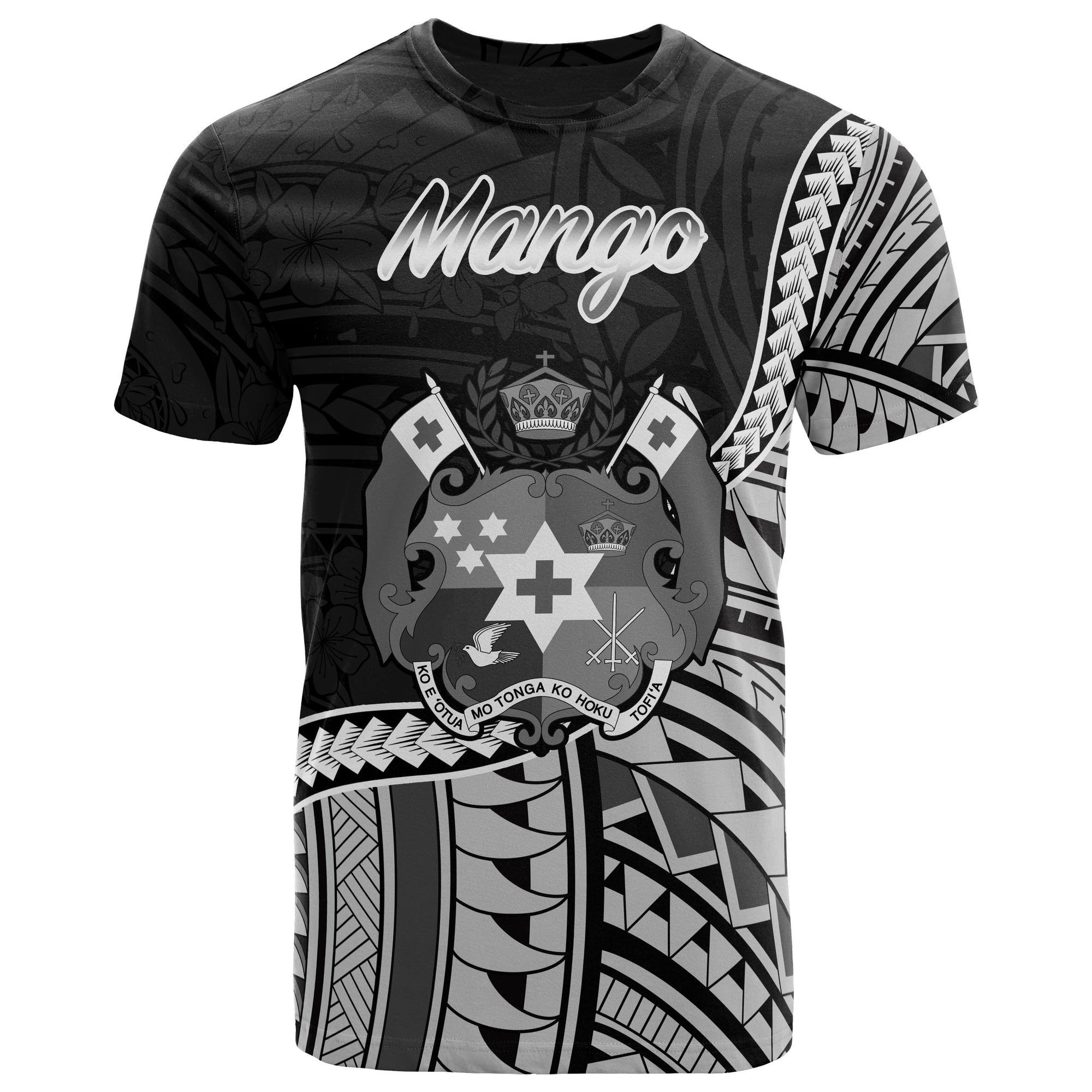 Tonga T Shirt Mango Polynesian Patterns Unisex Black - Polynesian Pride