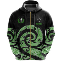 New Zealand Maori Rugby Kirituhi Tattoo Zip Hoodie Unisex Black - Polynesian Pride
