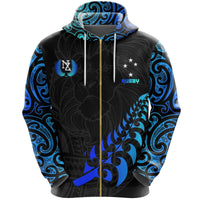 New Zealand Maori Rugby Lion Zip Hoodie Unisex Black - Polynesian Pride