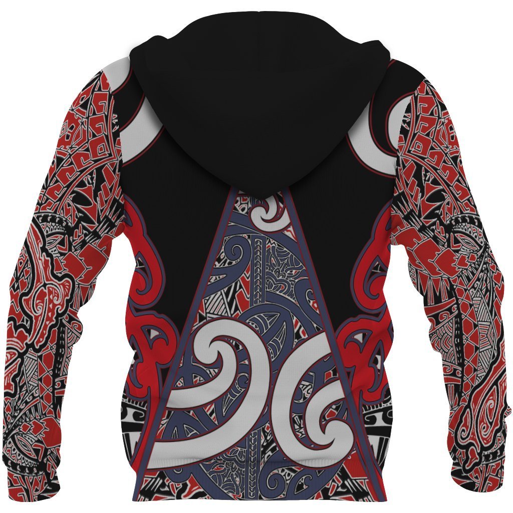 Maori Rugby Hoodie Mangu - Polynesian Pride