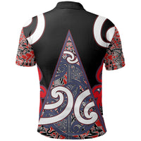 Maori Rugby Polo T Shirt Mangu - Polynesian Pride