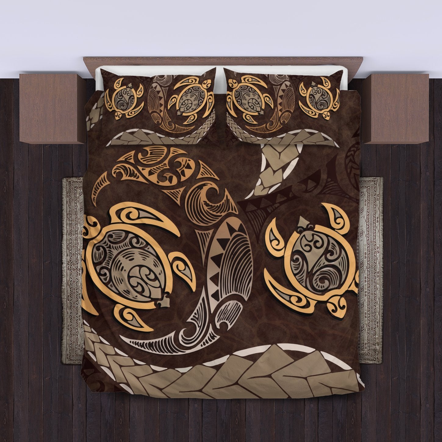 Maori Turtles New Zealand Bedding Set - Brown Brown - Polynesian Pride