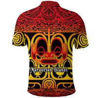 Marquesas Islands Polo Shirt Marquesan Tattoo Simple Style Gradient Red LT8 - Polynesian Pride