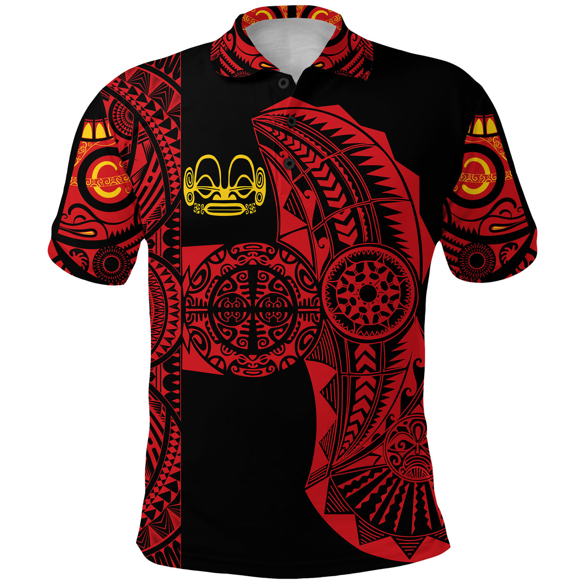 Custom Marquesas Islands Polo Shirt Marquesan Tattoo Original Style Red LT8 - Polynesian Pride