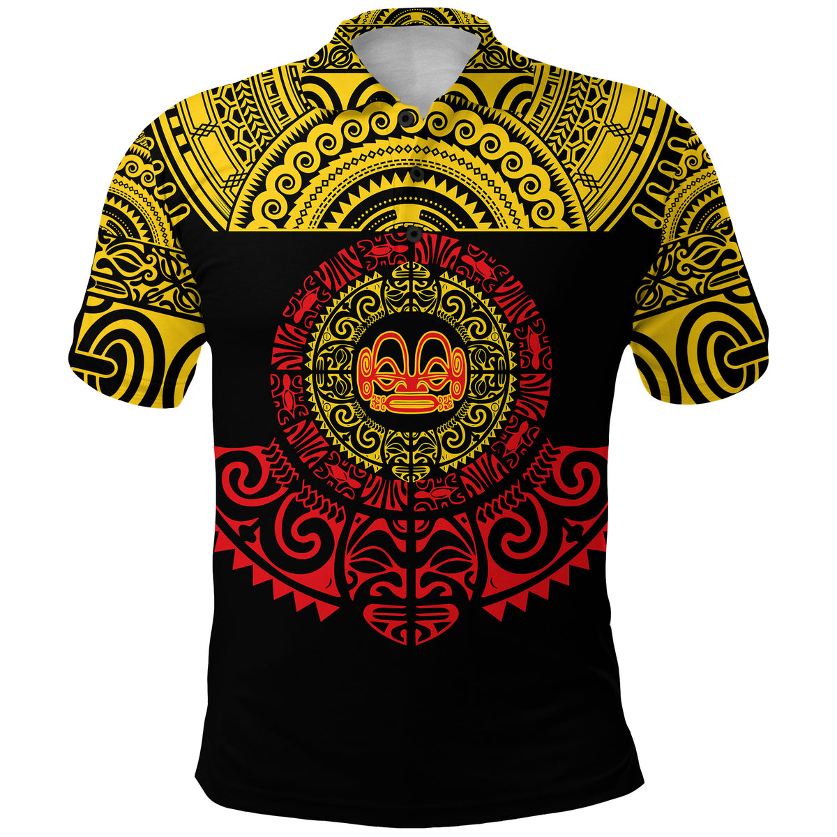 Marquesas Islands Polo Shirt Marquesan Tattoo Simplified Version Yellow LT8 - Polynesian Pride