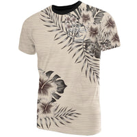 Marquesas Islands T Shirt Marquesas Islands Tiki Face Beige Hibiscus Unisex Beige - Polynesian Pride