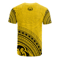 Marquesas Islands All Over T Shirt Marquesas Islands Tiki Face Polynesian Tribal Yellow Version - Polynesian Pride