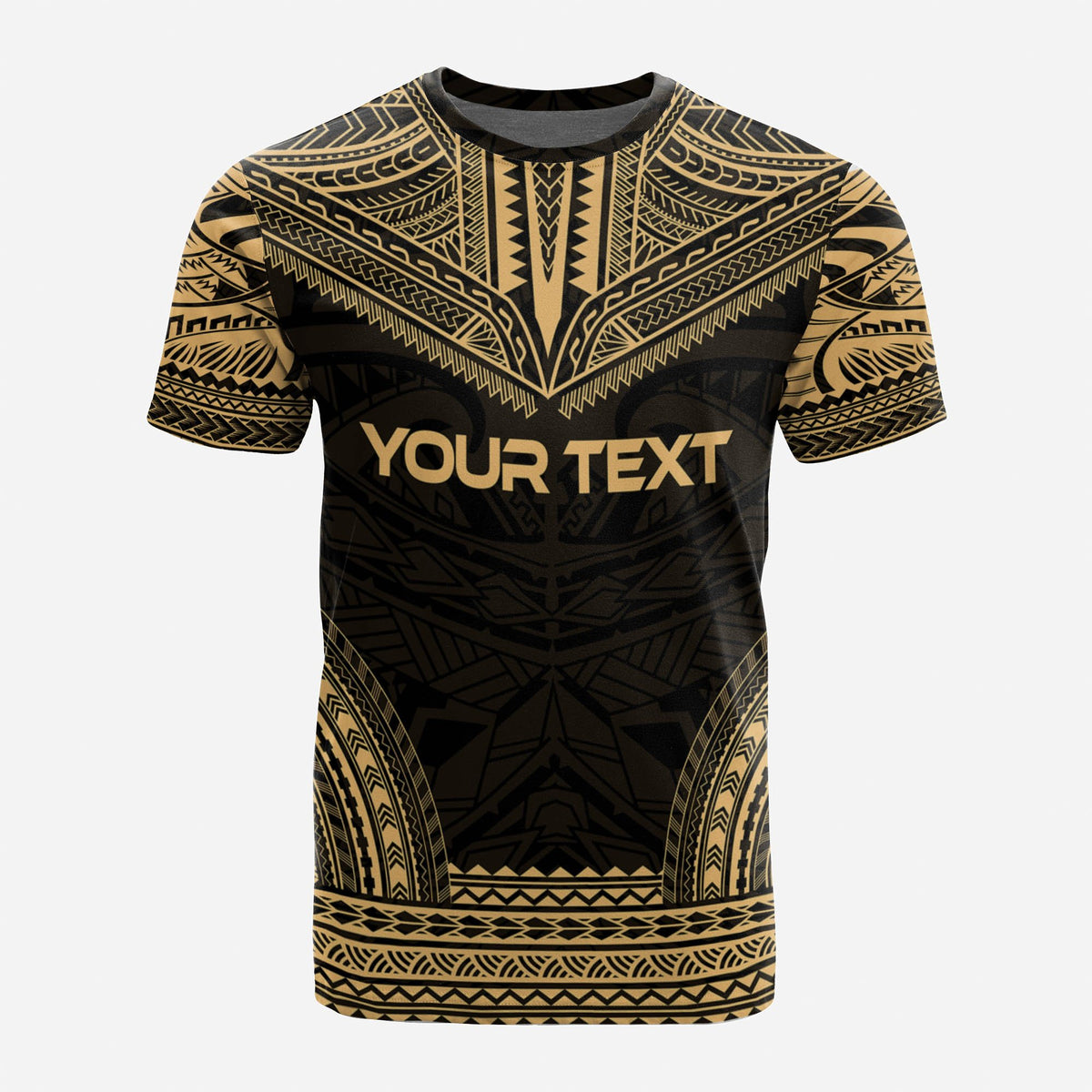 Marquesas Islands Custom T Shirt Marquesas Islands Tiki Face Polynesian Chief Tattoo Gold Version - Polynesian Pride