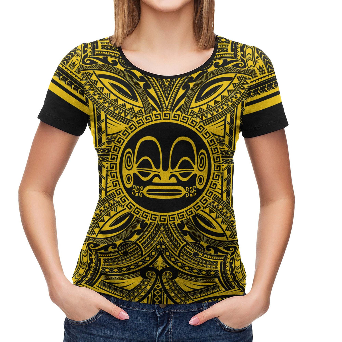 Marquesas Islands All T Shirt Marquesas Islands Coat Of Arms Polynesian Gold Black - Polynesian Pride