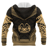 Marquesas Islands Polynesian Chief Custom Zip up Hoodie Gold Version Gold - Polynesian Pride