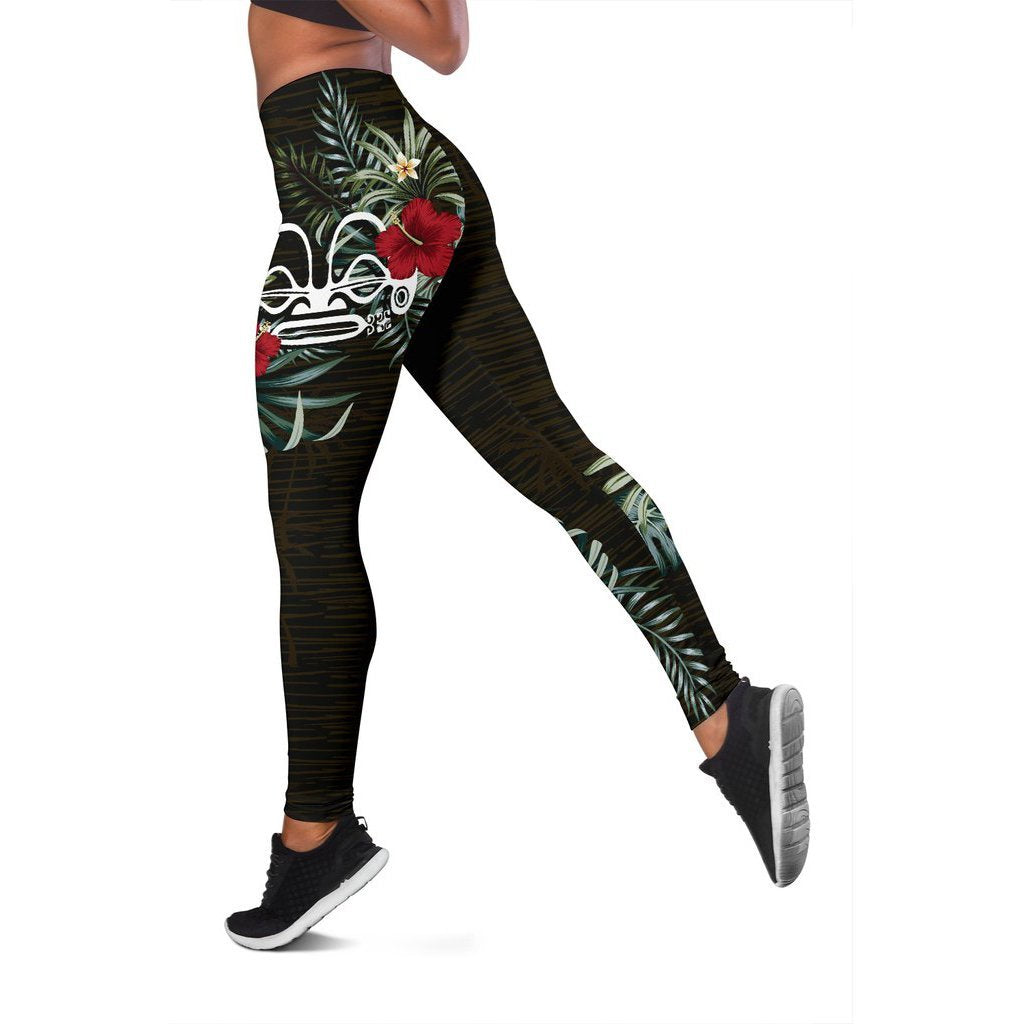 Marquesas Islands Hibiscus Leggings A7 Black - Polynesian Pride