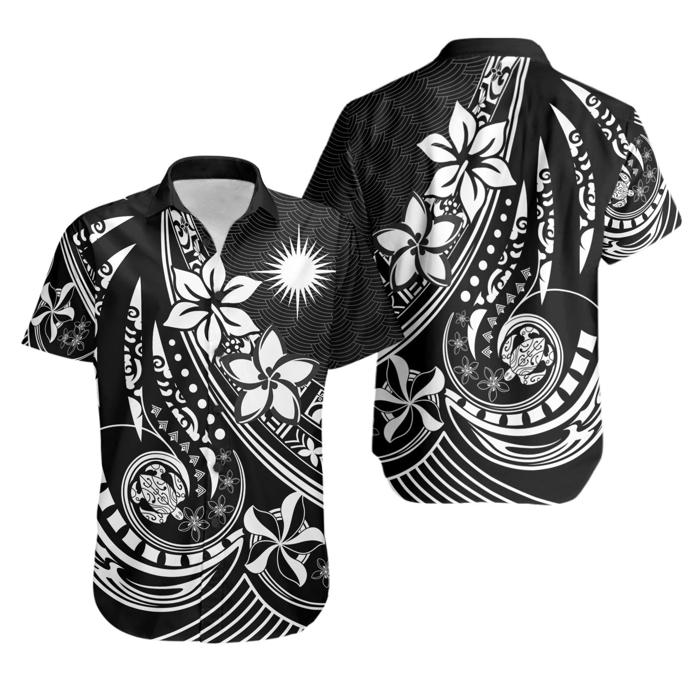 Marshall Islands Shirt - The Flow OF Ocean Unisex Black - Polynesian Pride