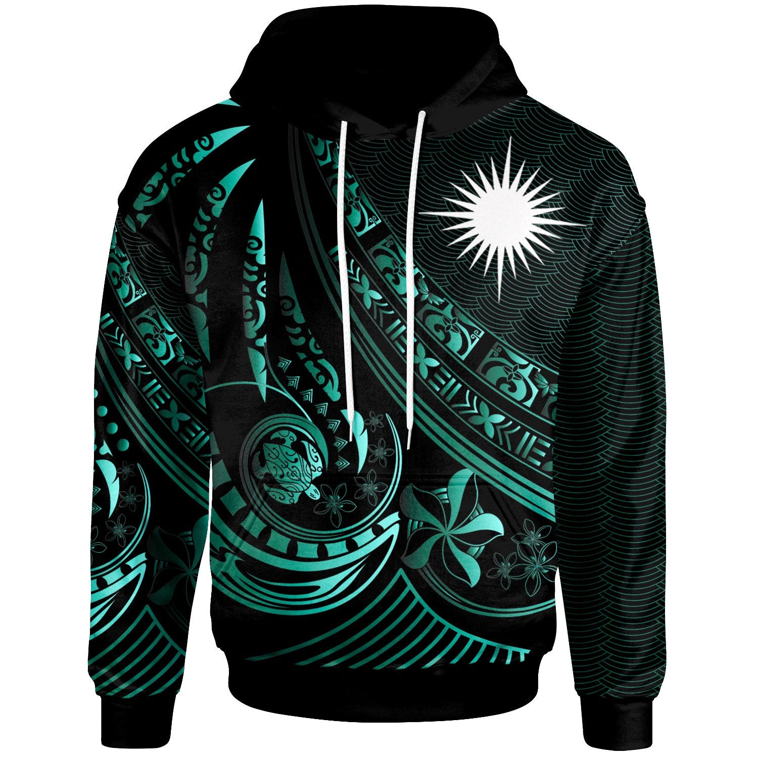 Marshall Islands Hoodie The Flow of The Ocean Unisex Green - Polynesian Pride