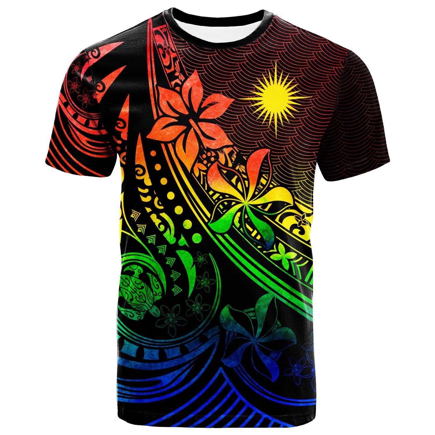 Marshall Islands T Shirt The Flow Of The Ocean Rainbow Color Unisex Rainbow - Polynesian Pride