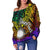 Marshall Islands Custom Personalised Women's Off Shoulder Sweater - Rainbow Polynesian Pattern - Polynesian Pride