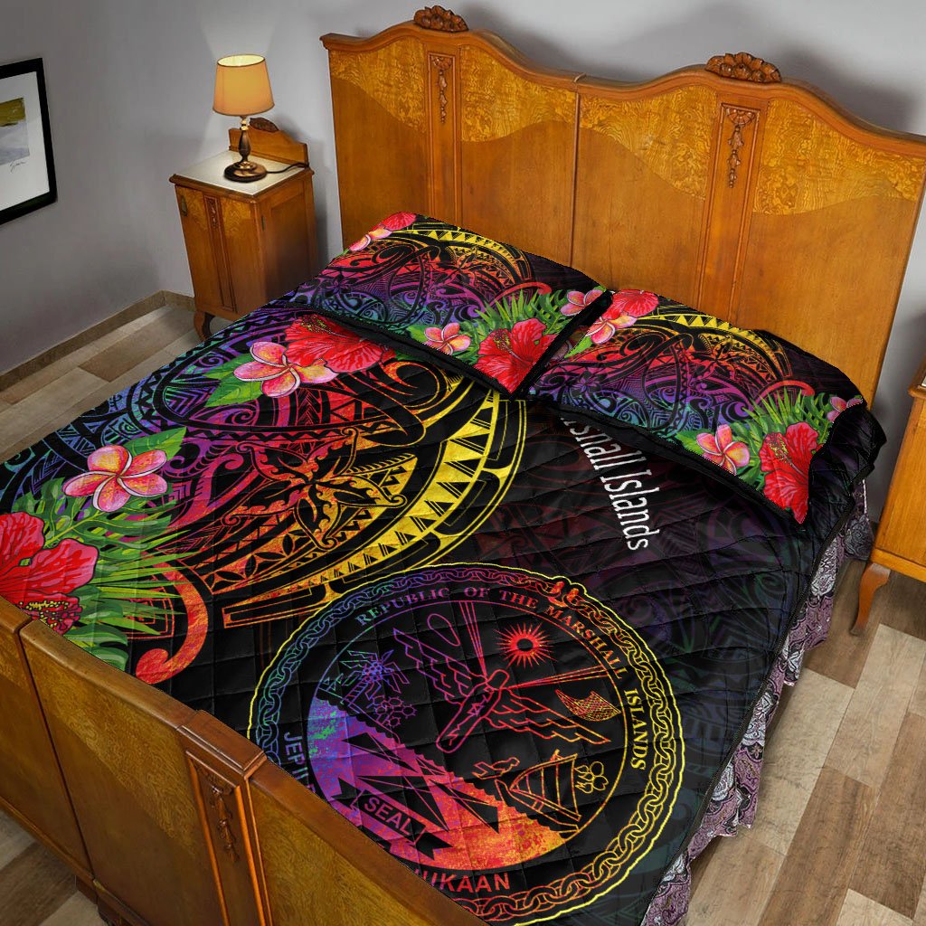 Marshall Islands Quilt Bed Set - Tropical Hippie Style - Polynesian Pride
