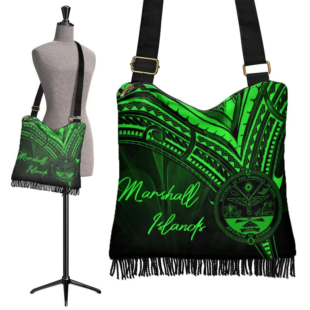 Marshall Islands Boho Handbag - Green Color Cross Style - Polynesian Pride