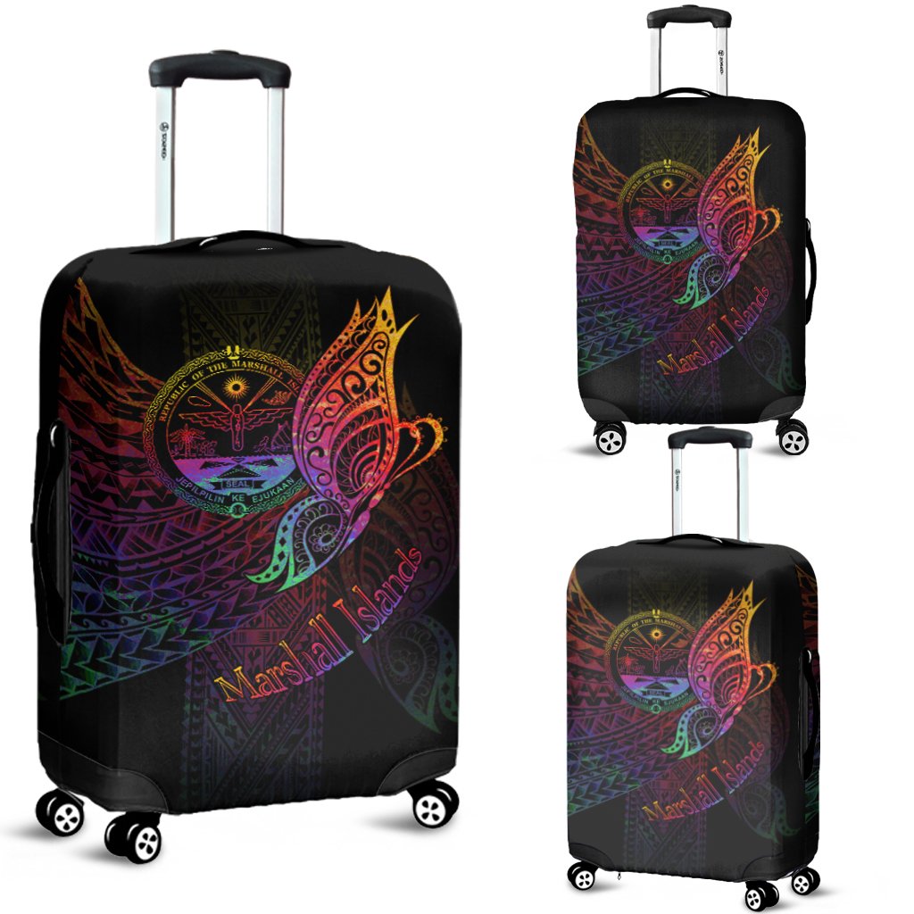 Marshall Islands Luggage Covers - Butterfly Polynesian Style Black - Polynesian Pride